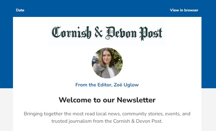 Cornish & Devon Post newsletter sample