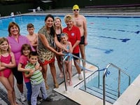 Olympian in the swim at open-air pool