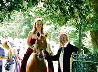 Bride rides pony to St Giles church