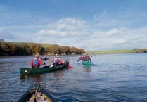Duchy College adventure sports students kayak down the River Lynher and stay at Antony House