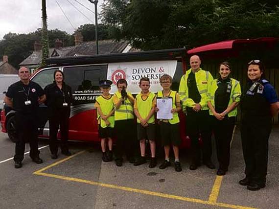 Pupils speak to drivers about their actions during speed awareness day