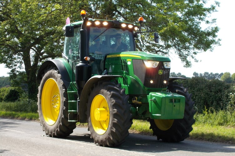 tractor on road