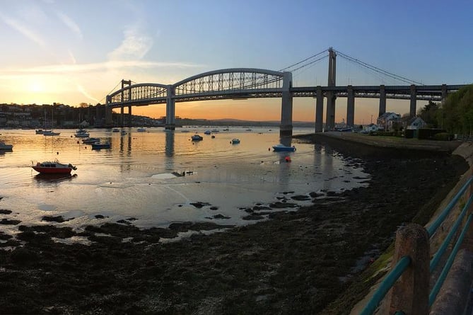The Tamar Bridge in Plymouth at sunset