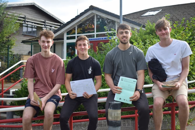 Students from Callington Community College collect their A-Level results
