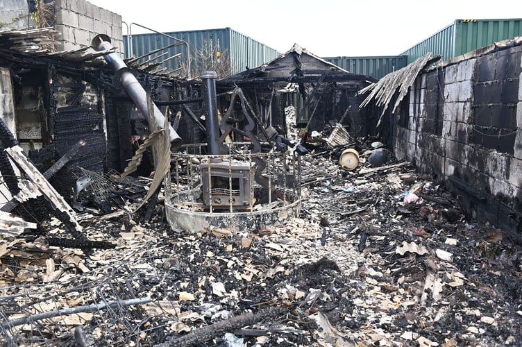 The aftermath of the fire at Cedar Croft Nurseries in St Tudy