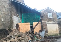 Building collapses on A388 in Callington