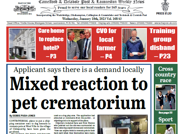 The front of this week's Cornish and Devon Post.