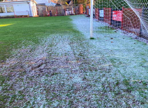 Ashton and Backwell's frozen pitch this afternoon