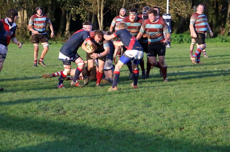 Bude, pictured in action during the home victory against Wiveliscombe back in November, will hope to repeat the feat this Saturday in Somerset.