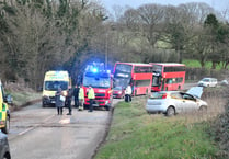 Police, fire and ambulance crews attend two car collision