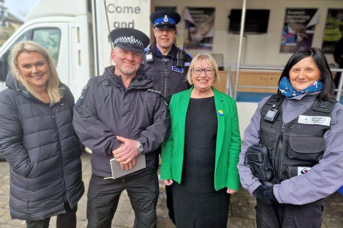 Sheryll is pictured visiting the Police stand in Liskeard
