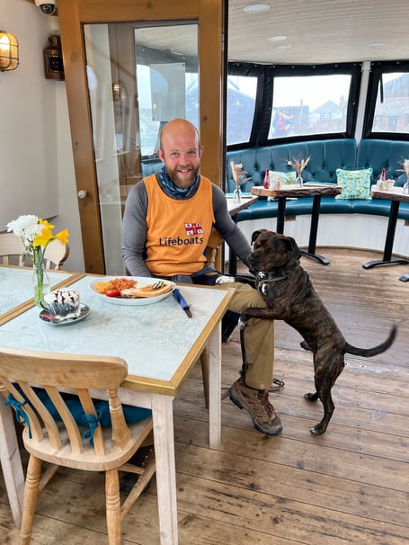 Tim Jones and Monty in Bude