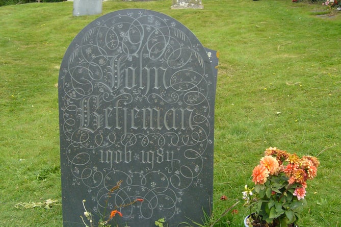 John Betjeman's grave stone at St Enodoc Church