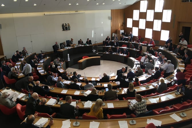 A packed Cornwall Council chamber