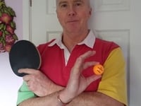 Dave ready to take on any opponent during table tennis charity event