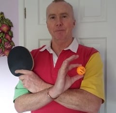 Dave ready to take on any opponent during table tennis charity event