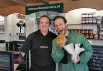 Olly Murs picks up a pasty in Saltash