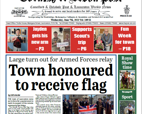 Front of the Cornish and Devon Post for Wednesday, June 7