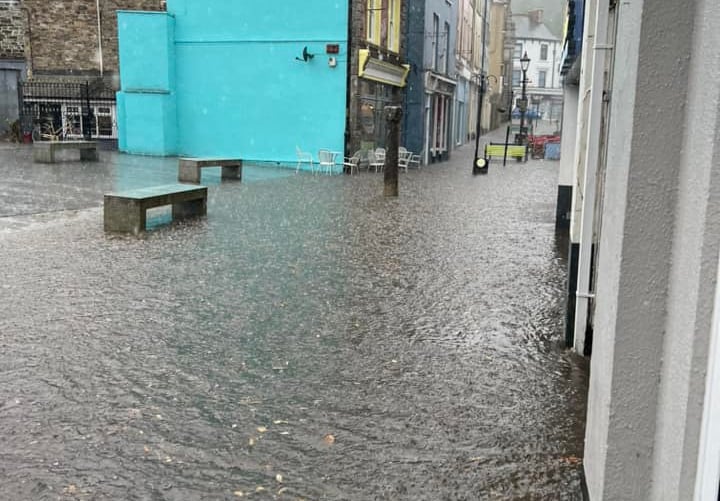 The flooding on Honey Street in Bodmin caused by yesterday's thunderstorms