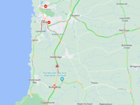 Road closed on A39 near Box's Shop due to burst water main