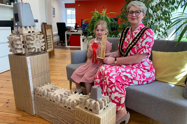 Children show off their skills for architectural model competition