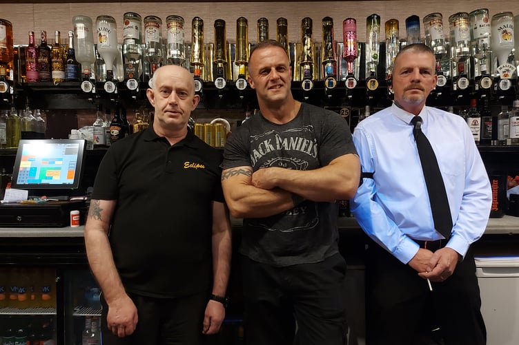 New Eclipse business owner Phil Turner (centre) with staff members Les (left) and Jim (right)