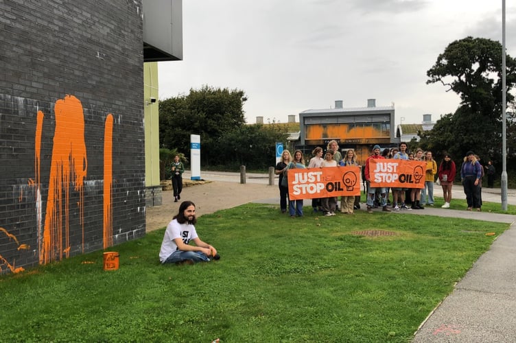 Ethan Paul, 22, a renewable energy engineering graduate from Exeter, used buckets of paint and spray cans to cover the walls of the University of Exeter’s Stella Turk building at Penryn
