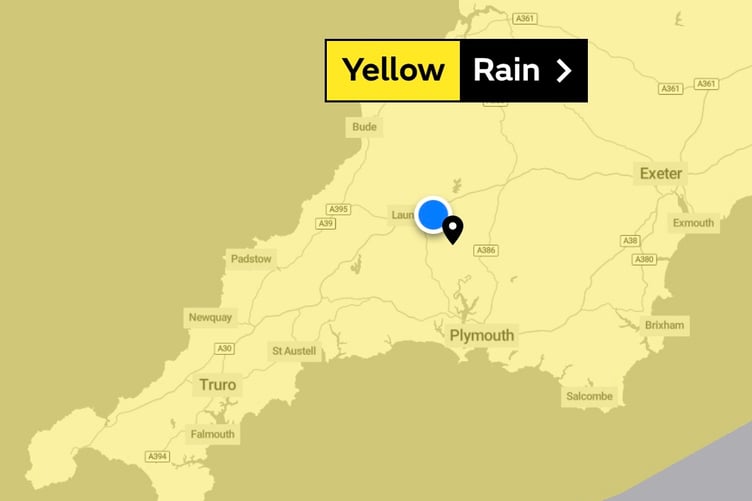 Yellow weather warning Cornwall