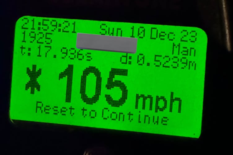 The speed reading of one of the two drivers caught