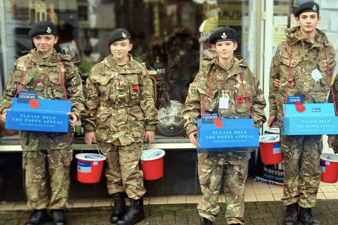 Members of Holsworthy Army Cadets supporting this year’s Poppy Appeal