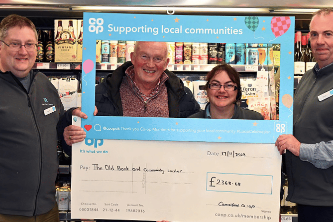 The Old Bank and Community Larder received a cheque for £2,368.68