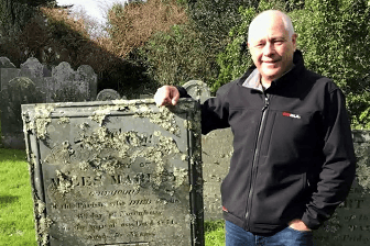 BARRY West at the grave of J Marley (the original inspiration for Dickens’ character) at St Endellion