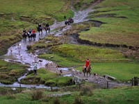 North Cornwall Hunt ride across the moor during Boxing Day meet