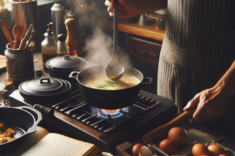 Bing AI Image of someone cooking hot food