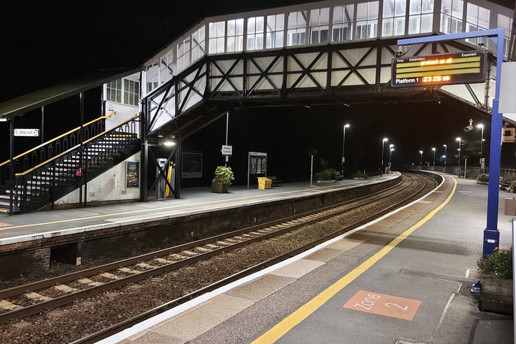 Bodmin Parkway station at night