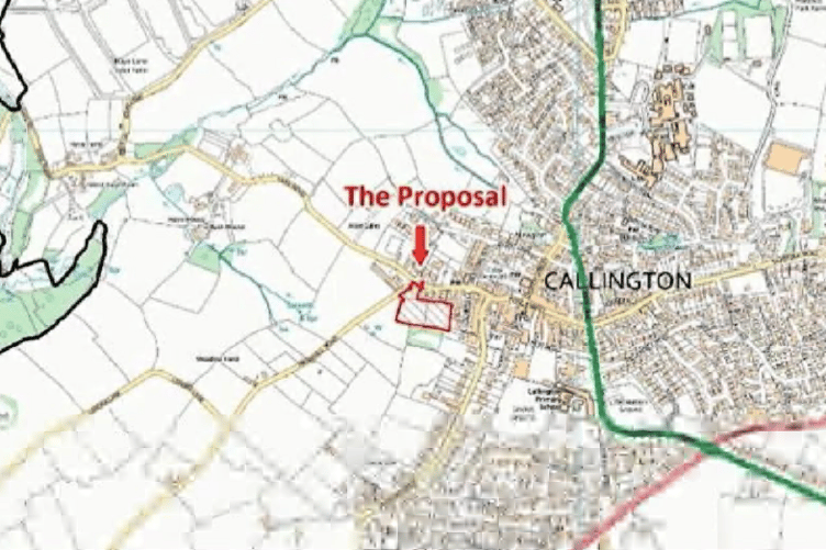 Where the houses would be built in Callington.