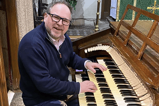 Robin Stubbs, pictured at the organ in St Mary Magdalene Church, Launceston, where he posed 12 years ago for this paper when he joined the parish