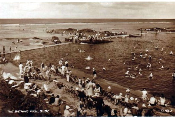 Beachgoers enjoy the newly constructed pool