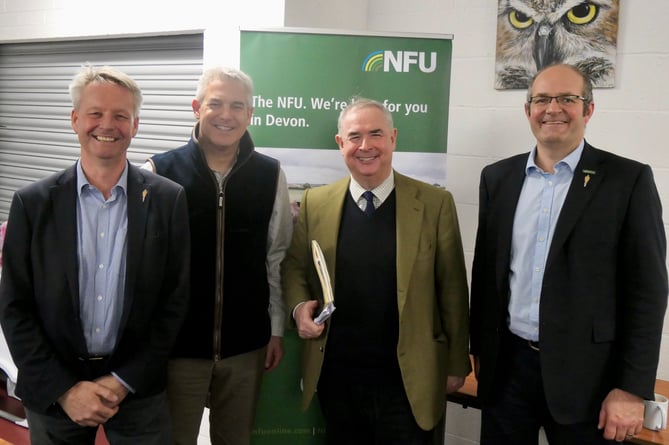 Sir Geoffrey Cox QC with the DEFRA Secretary and representatives from the NFU