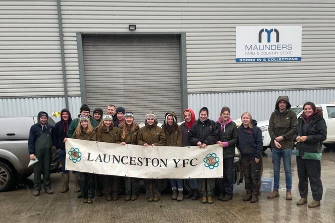 Launceston YFC members outside Maunders.