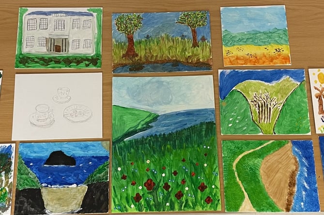 Some of the wonderful paintings created by the Launceston bereavement group members