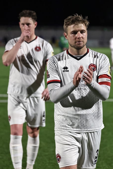 Truro skipper Connor Riley-Lowe thanks the City fans.