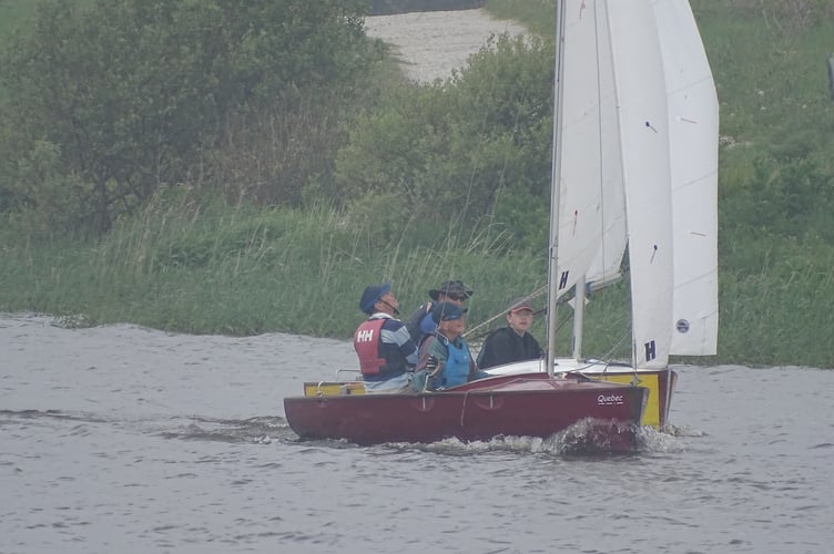 A scene from the epic battle between the red Bosun dinghy of John Dabbs, with Roger Heasman, and the yellow of Brian Pollard with Liam Routley. Picture: Mandy Pollard