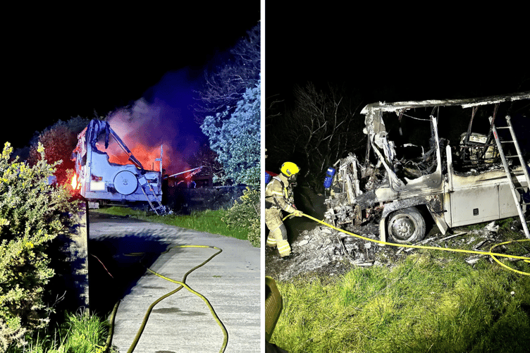 Launceston and Bodmin fire crews tackle van fire along A30