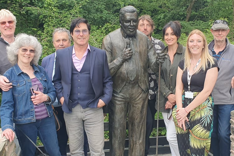 Members of Liskeard Radio at the Jethro statue unveiling at Trago