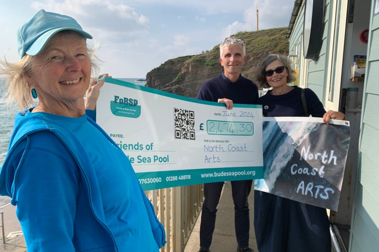 North Coast Arts presented a cheque to Friends of Bude Sea Pool (FoBSP)