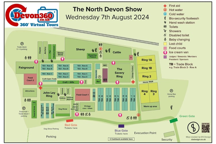 A handy map has been produced so showgoers can preplan their route through the showground to ensure they don't miss anything