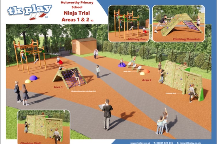 Proposed plans for the Ninja Trial Areas Holsworthy CofE Primary School are looking to introduce to help introduce more movement into learning. (Picture: TKPlay Ltd)