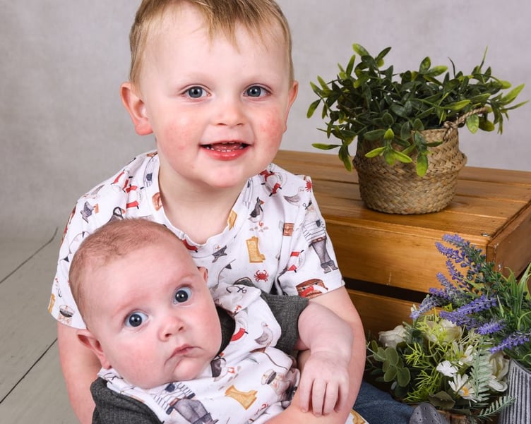 Noah, two, pictured with his younger brother Mylo