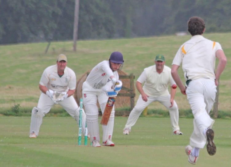 Werrington Thirds wicket-keeper Ed Walters looks to play forward against Grampound Road Seconds on Saturday. He made 14 before being trapped lbw by Millie Matthews.